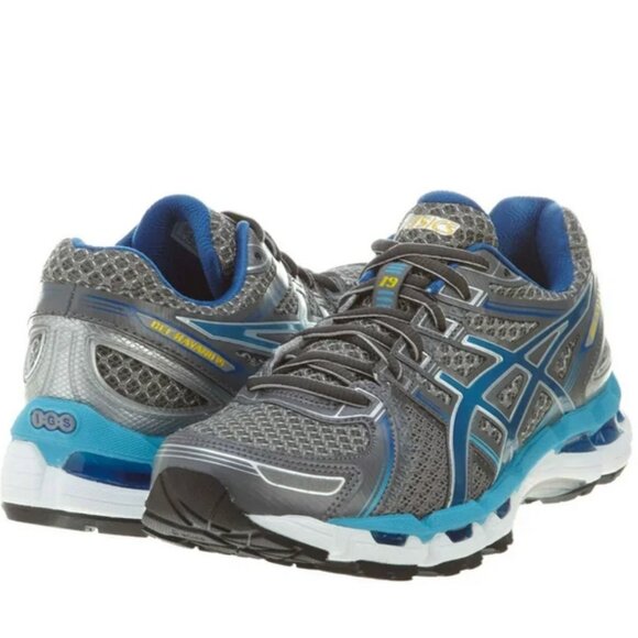 Rare NEW Asics GEL Kayano 19 Grey Turquoise Royal Blue Womens 7.5 US 39 EUR MED - Picture 1 of 6